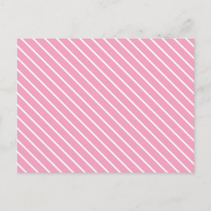Carte Postale Rayures diagonales - rose coquillage et blanc