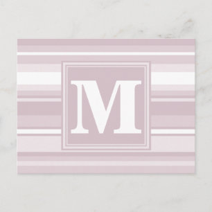 Carte Postale Rayures rose quartz monogramme