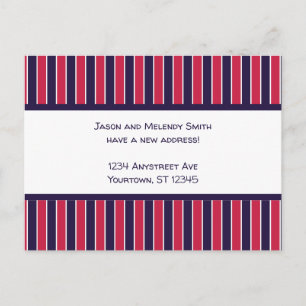 Carte Postale Rayures rouges blanches bleues Changement d'adress