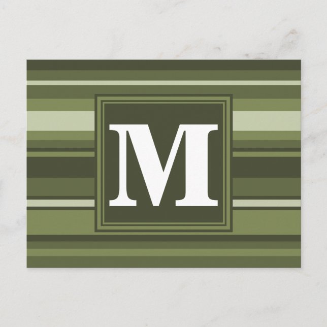 Carte Postale Rayures vert olive Monogram (Devant)