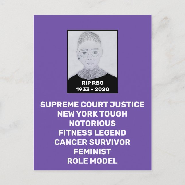 Carte Postale RBG RIP Ruth Bader Ginsburg Hommage (Devant)