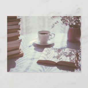 Carte Postale reading in bed cup of tea