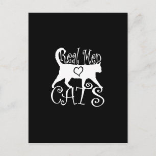 Carte Postale Real Men Love Cats Design graphique sur Décor Noir