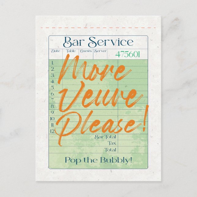 Carte Postale Réception chèque client Champagne Pop the Bubbly (Devant)