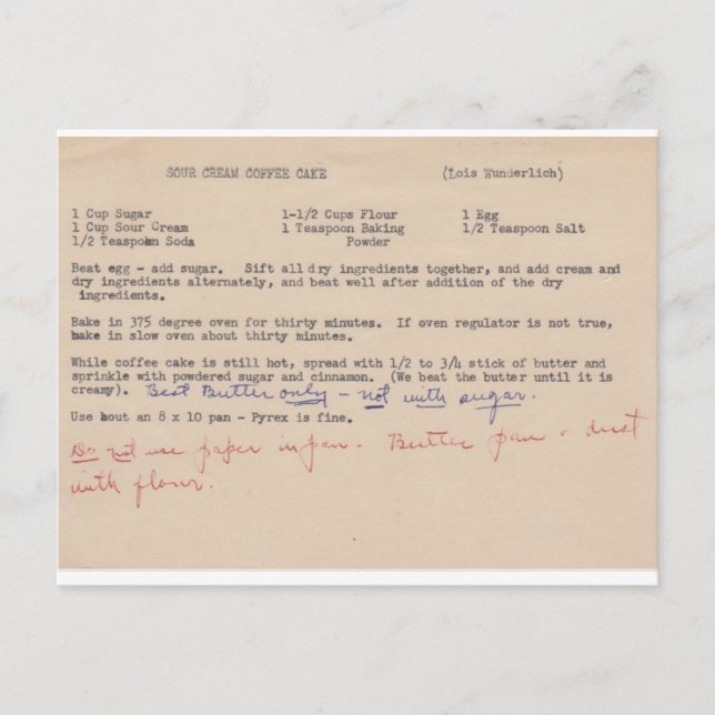 Carte postale Recette (Devant)