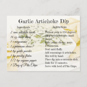 Carte Postale Recette Ail Artichoke Dip