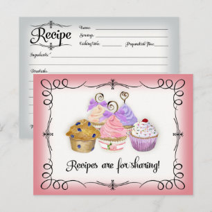 Carte Postale Recette Aquarelle de Cupcake pour Baby Shower Mari