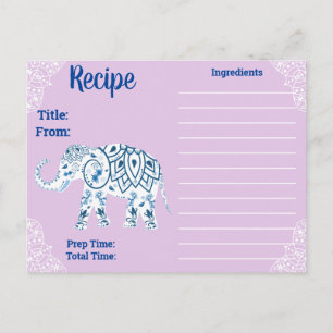 Carte Postale Recette bohème Mandalas & Lotus Elephant