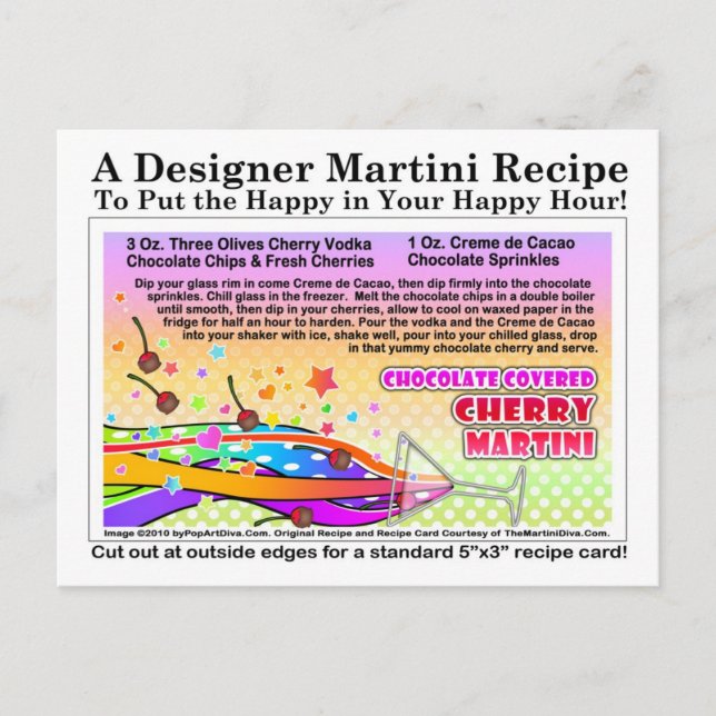 Carte postale Recette Cerise Martini au chocolat (Devant)