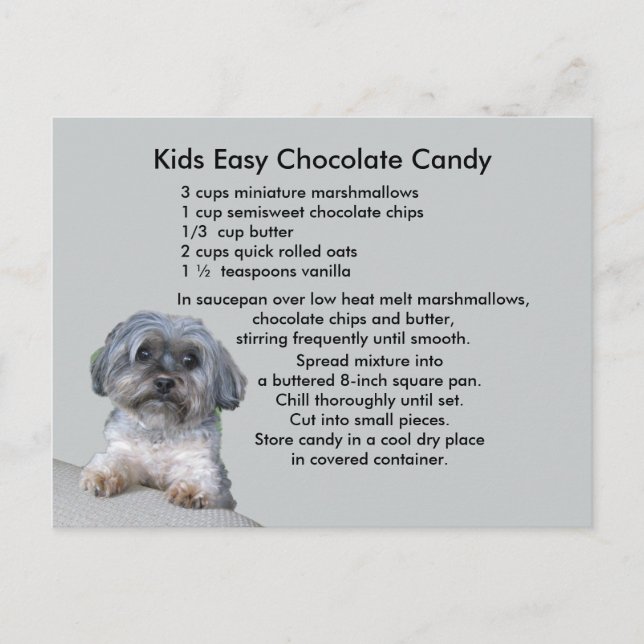 Carte postale Recette chocolat facile pour enfants (Devant)
