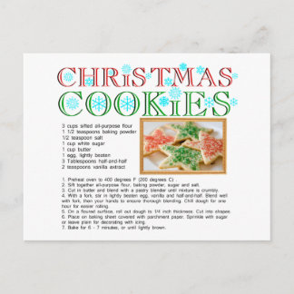 Carte Postale Recette Cookies de Noël