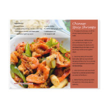 Carte postale Recette crevettes chinoises épicées