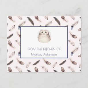 Carte Postale Recette d'aquarelle et de chouette  