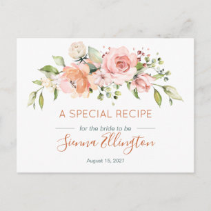Carte Postale Recette de Baby Shower florale pêche et verdure