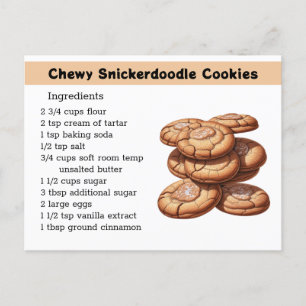 Carte Postale Recette de biscuits Chewy Snickedoodle