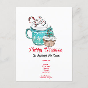 Carte Postale Recette de cacao chaud Noël Aquarelle
