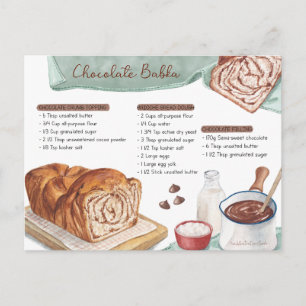 Carte postale Recette de chocolat Babka