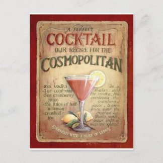 Carte Postale recette de cocktail cosmopolite