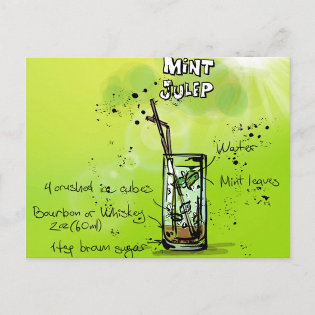 Carte Postale Recette de cocktail de bar (Devant)