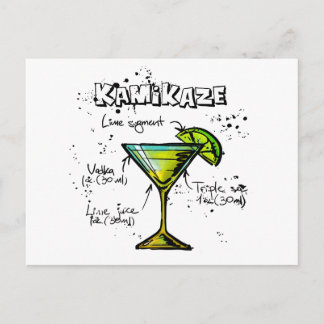 Carte Postale Recette de cocktail Kamikaze