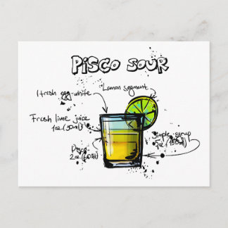 Carte Postale Recette de cocktail Pisco Sour