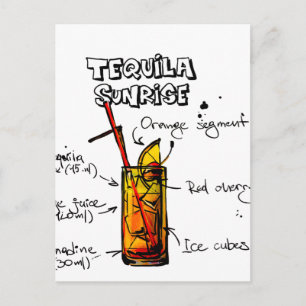 Carte Postale Recette de cocktail Tequila Sunrise