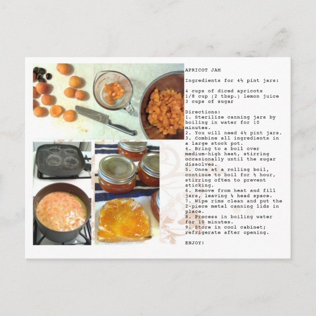 Carte Postale Recette de confiture d'abricot (Devant)