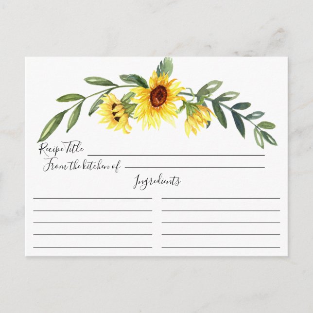 Carte Postale Recette de Fête des mariées de tournesol jaune joy (Devant)