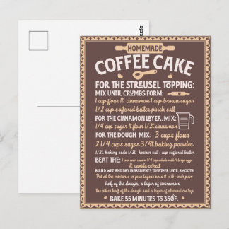 Carte Postale Recette de gâteau à café fait maison pour la Saint