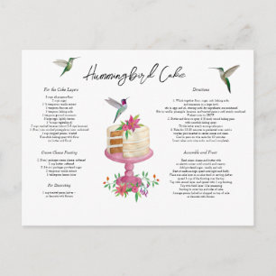 Carte Postale Recette de gâteau pour colibris