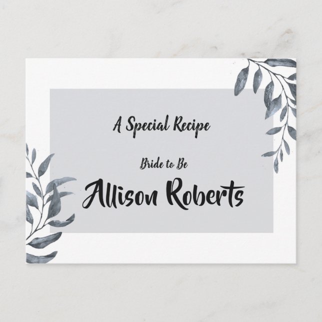 Carte Postale Recette de la Baby Shower au Eucalyptus Bleu Pouss (Devant)
