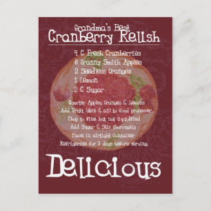 Carte Postale Recette de la meilleure canneberge de grand-mère