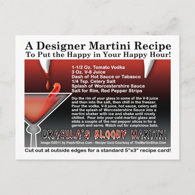 Carte postale Recette de Martini Halloween sanglan (Devant)