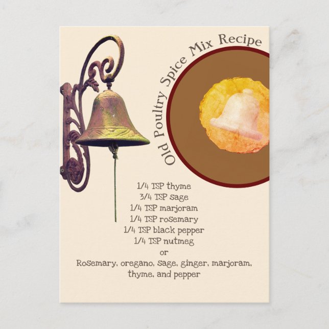 Carte postale Recette de mélange d'épices vieille  (Devant)