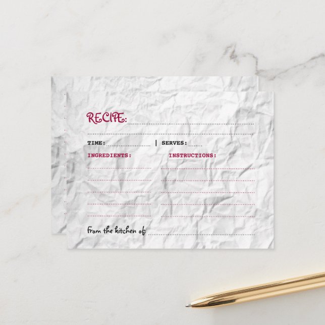 Carte Postale Recette de papier crépité (Devant/Arrière en situation)