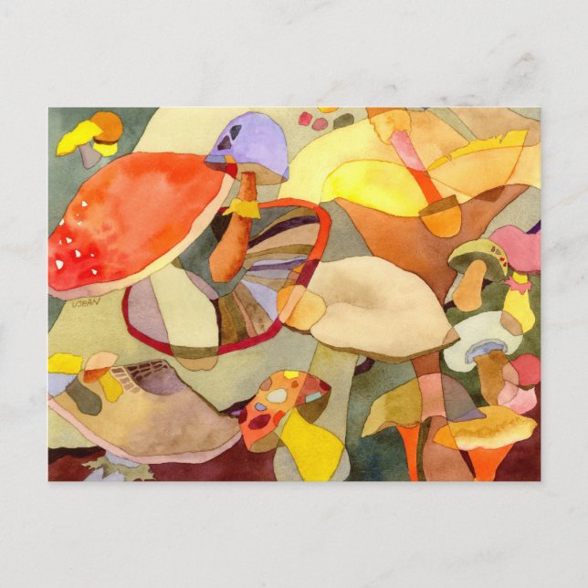 Carte Postale Recette de peinture de champignons d'aquarelle (Devant)