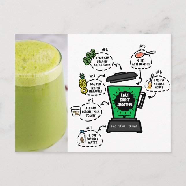 Carte Postale recette de smoothie kale booster (Devant)