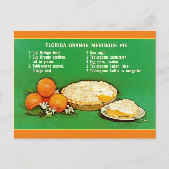 Carte Postale Recette de tarte orange de Floride (Devant)