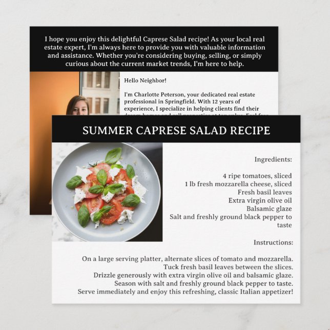 Carte Postale Recette d'été Realtor ou immobilier (Devant / Derrière)