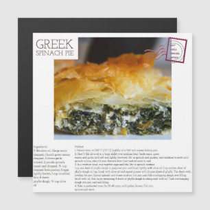 Carte postale Recette magnétique à tarte d'épinard