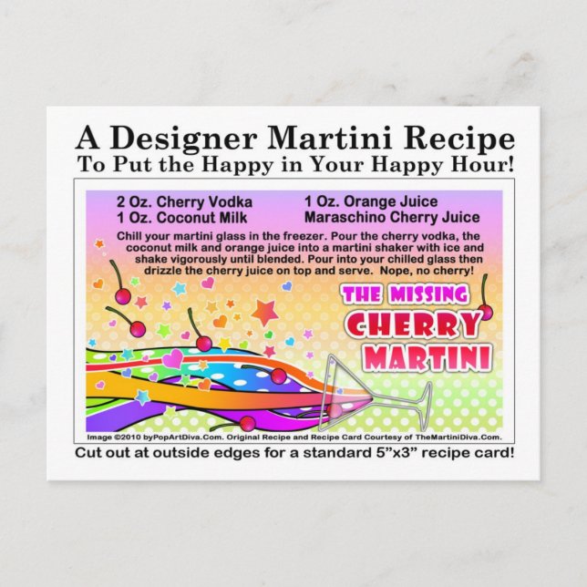 Carte postale Recette Martini Cherry manquante (Devant)