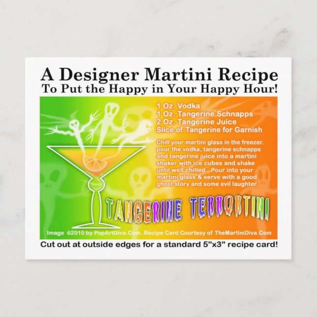 Carte postale Recette Martini Halloween Tangerine  (Devant)