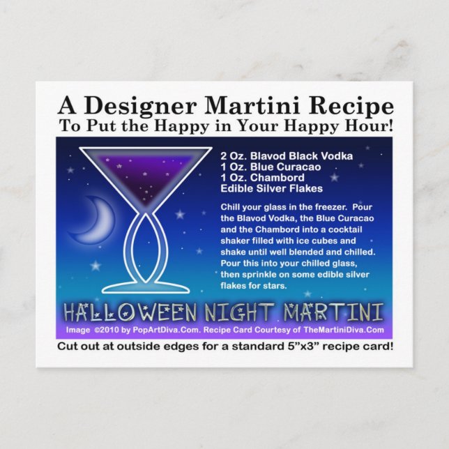 Carte postale Recette Martini Nuit d'Halloween (Devant)