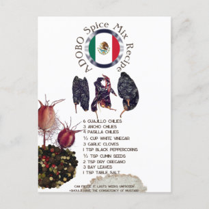 Carte Postale Recette mexicaine de mélange d'épices ADOBO   Cart