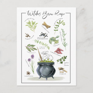 Carte Postale Recette moderne Vintage de chaudron d'Halloween 1