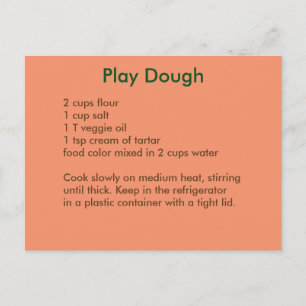 Carte postale Recette Playdough dans les couleurs 