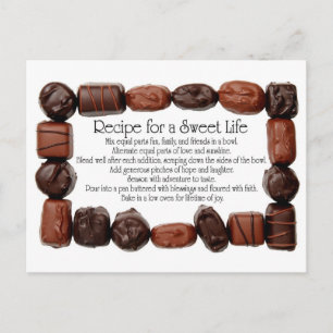 Carte Postale Recette pour un cadre sucré de bonbons de vie