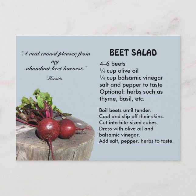 Carte postale Recette Salade de betterave (Devant)