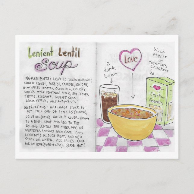 Carte postale Recette Soupe Lentil (Devant)