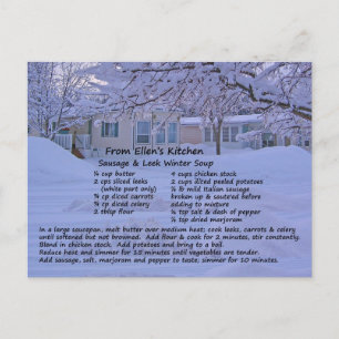 Carte postale Recette Soupe Saucisse & Poireau